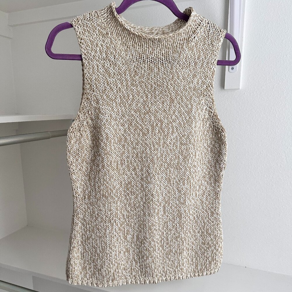 Cream Sleeveless Knit Sweater